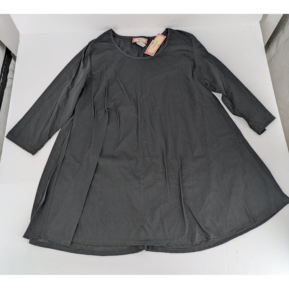 C'est La Vie Tunic Top Womens XL Black Long Sleeve Scoop Neck A-Line NWT Gothic